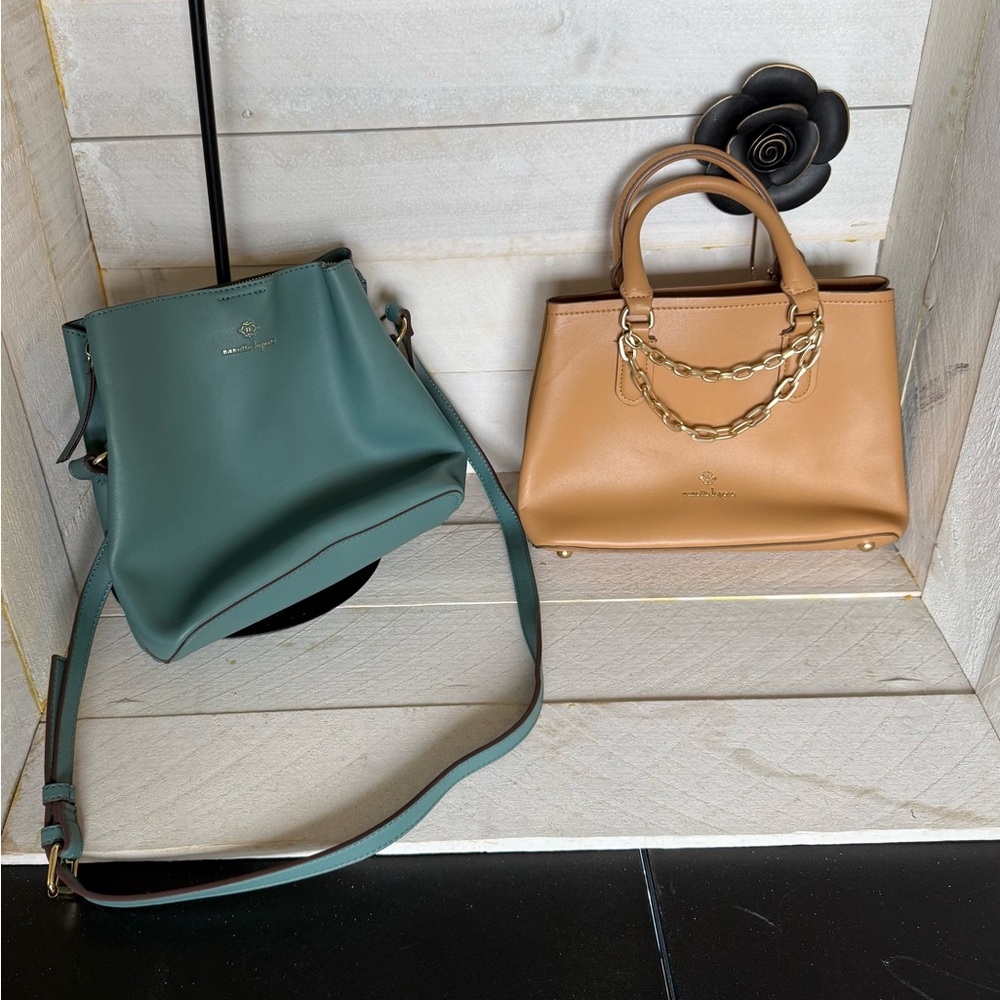 BUNDLE!! Nanette Lepore Tan and Teal Shoulder Bags